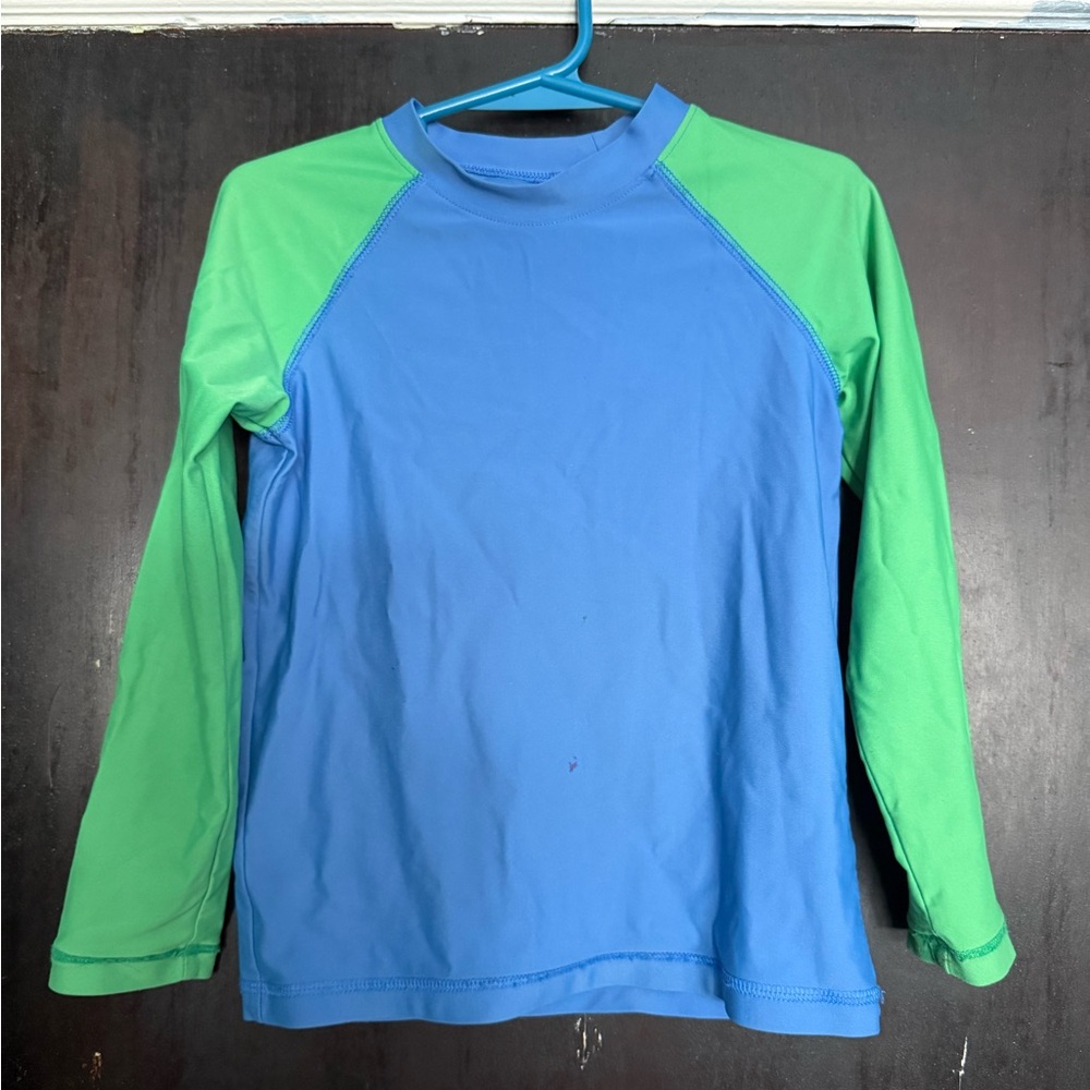 Primary 4-5T Swim Rash guard Blue and Green Long Sleeve Shirt play condition